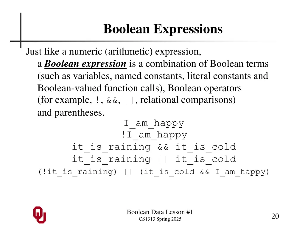 boolean expressions