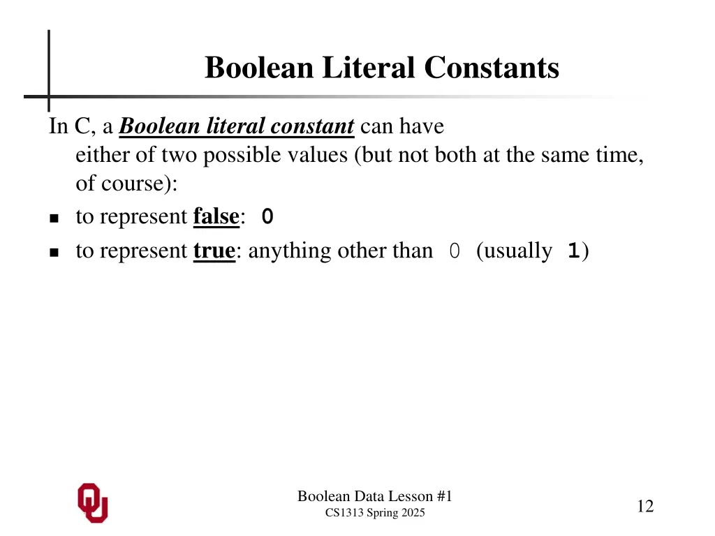 boolean literal constants