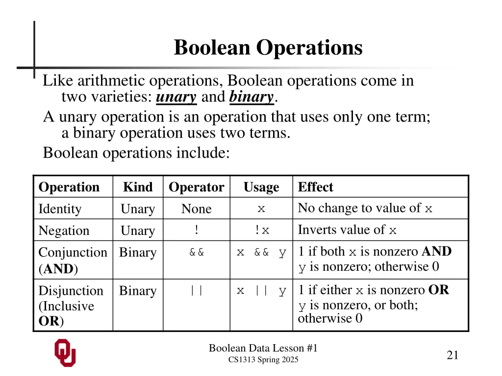 boolean operations