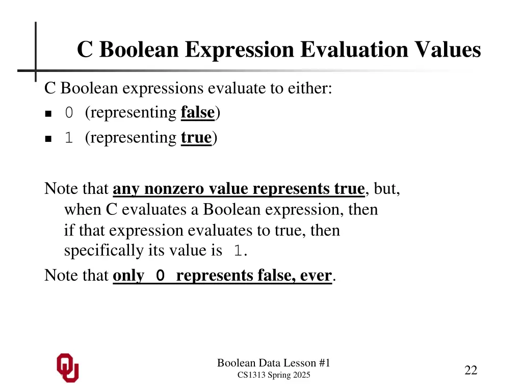 c boolean expression evaluation values