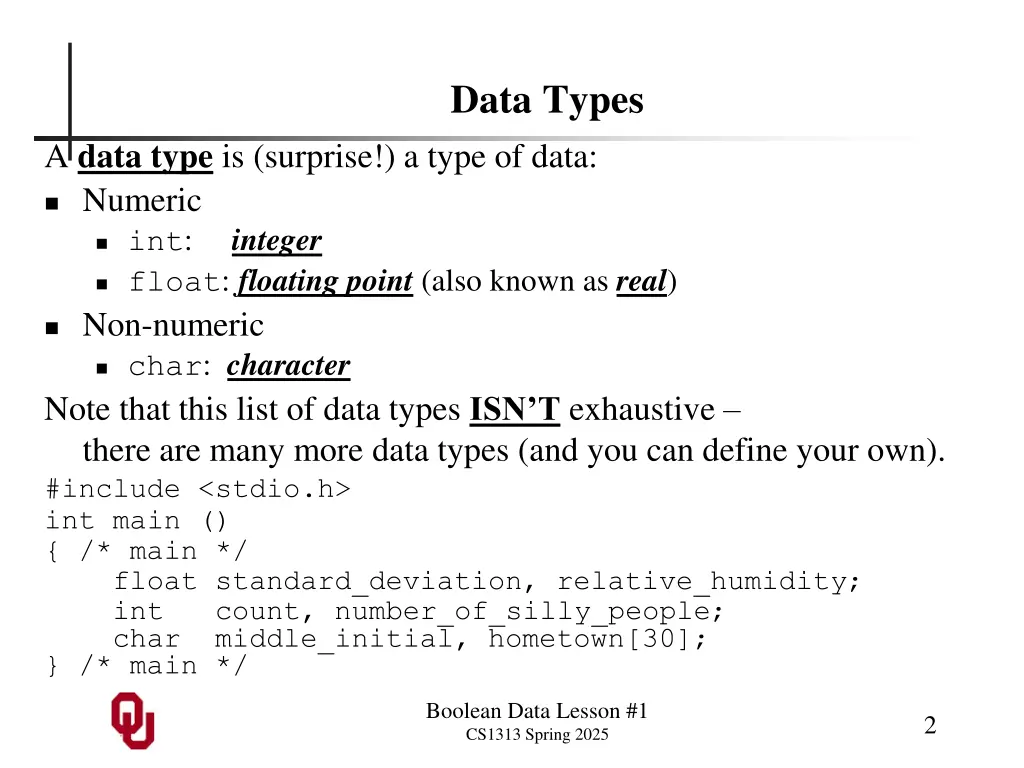 data types