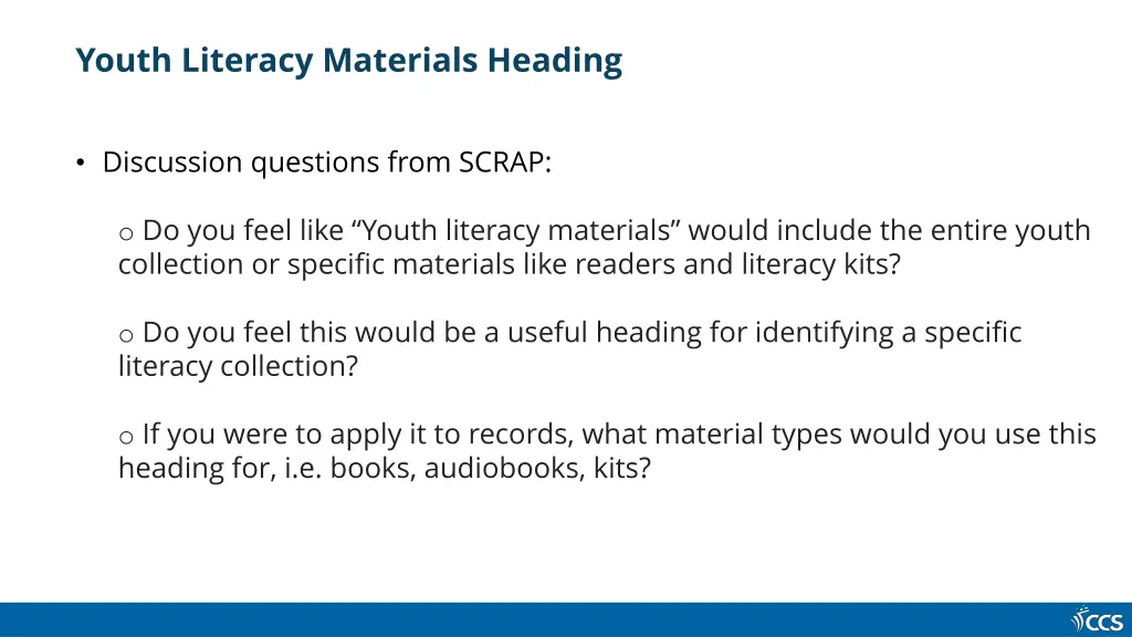 youth literacy materials heading 2