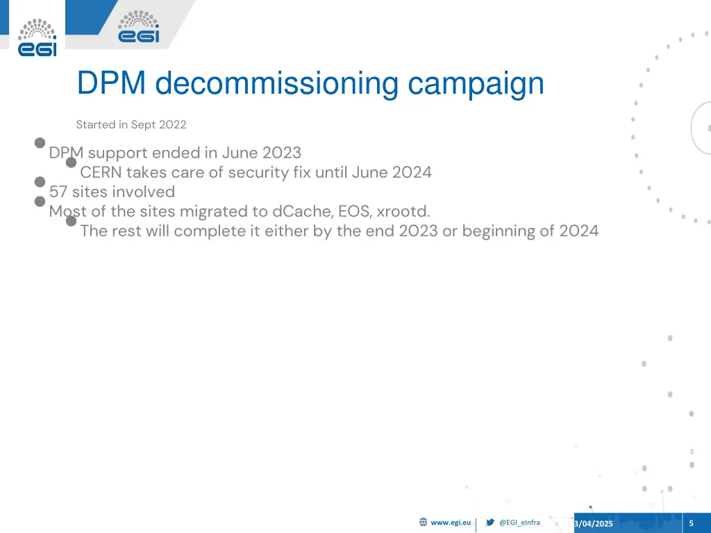 dpm decommissioning campaign dpm support ended