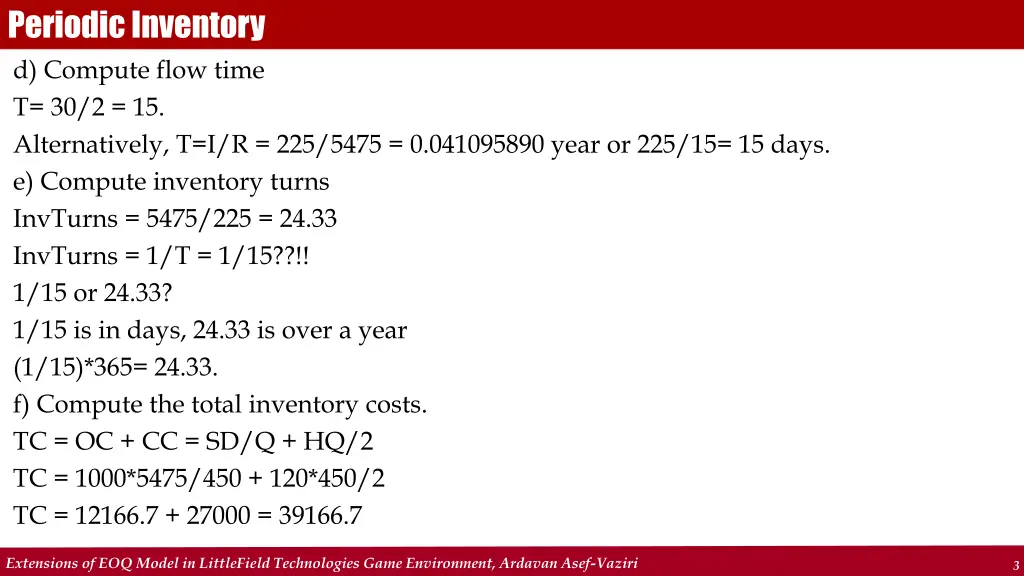 periodic inventory d compute flow time