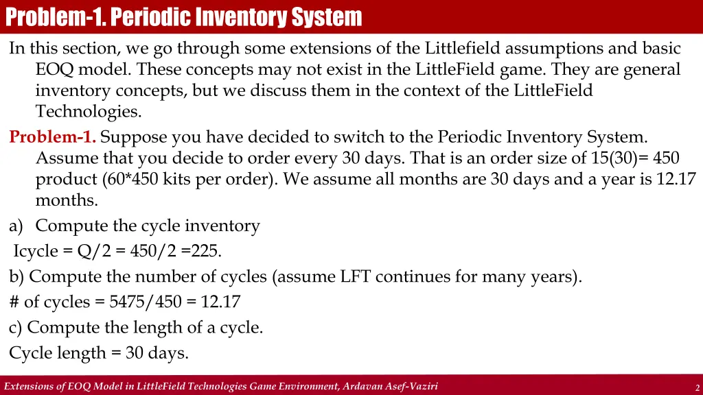 problem 1 periodic inventory system in this