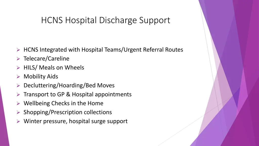 hcns hospital discharge support