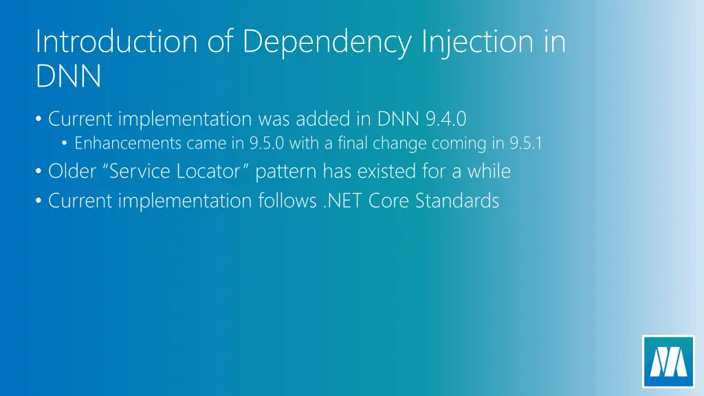introduction of dependency injection