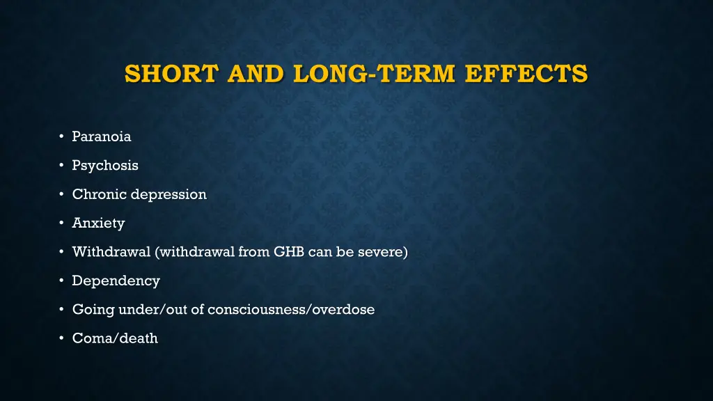 short and long term effects