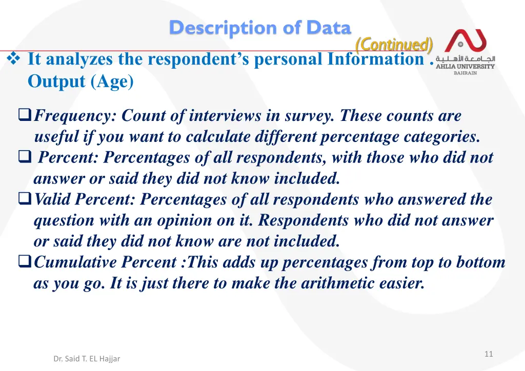description of data 1