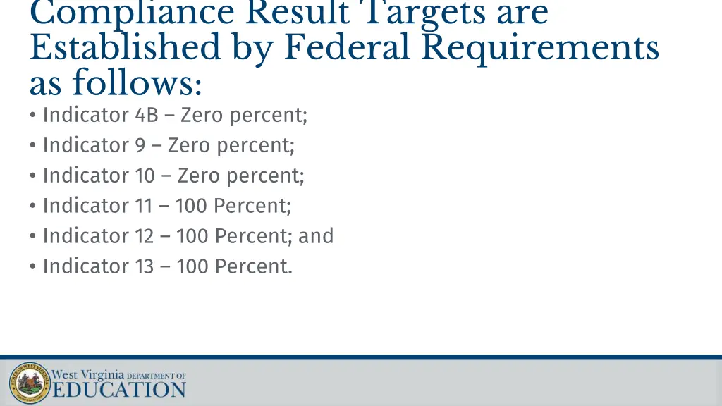 compliance result targets are established