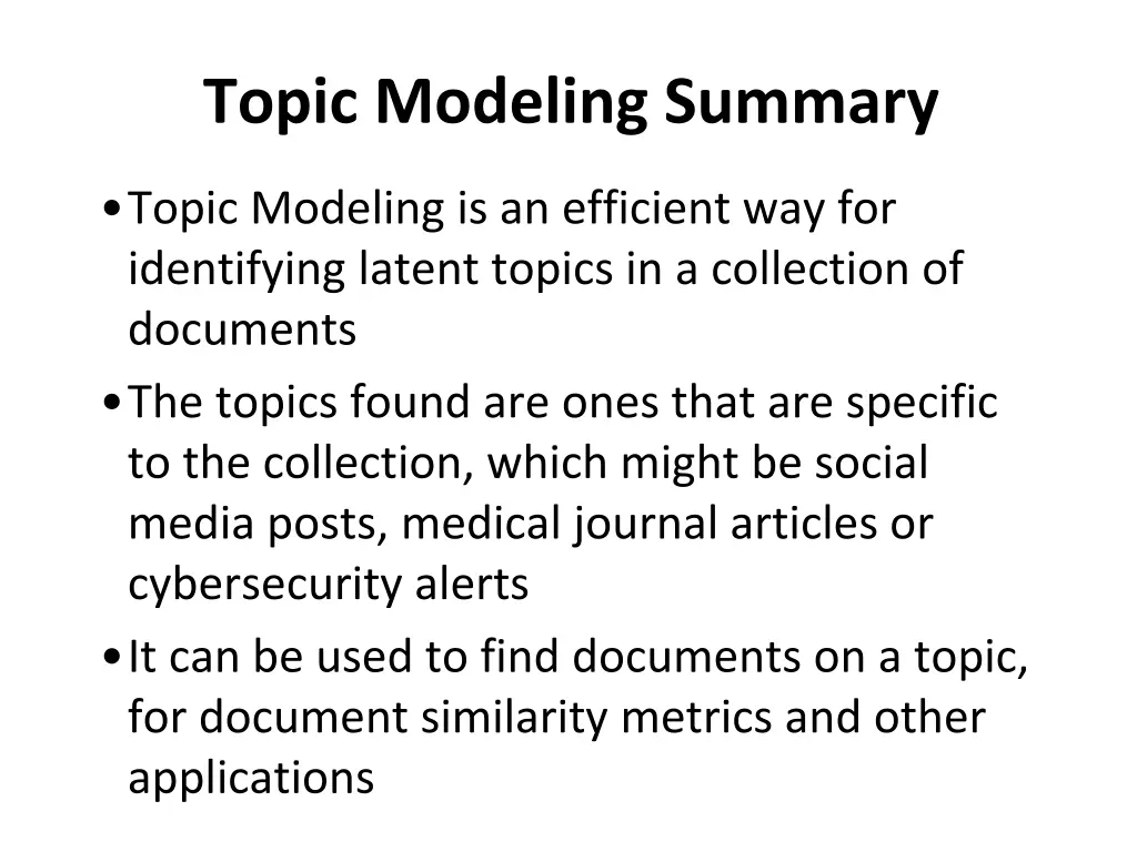 topic modeling summary