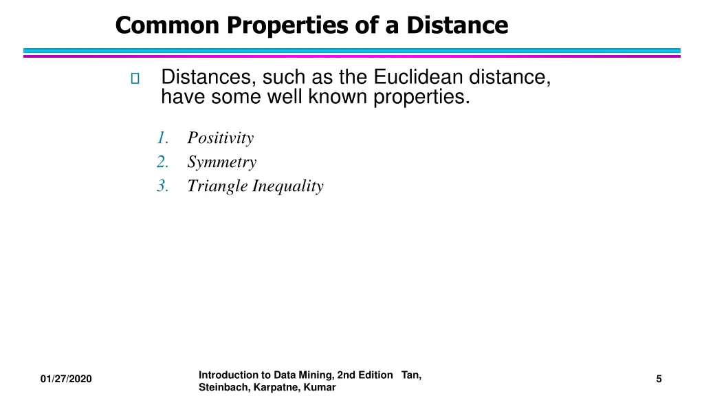 common properties of a distance