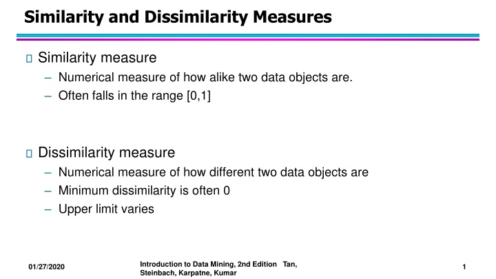similarity and dissimilarity measures