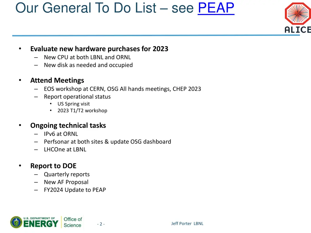 our general to do list see peap