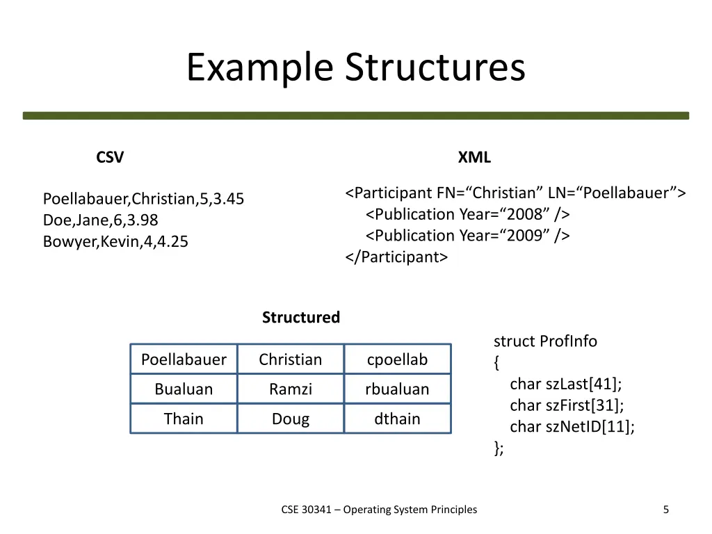 example structures