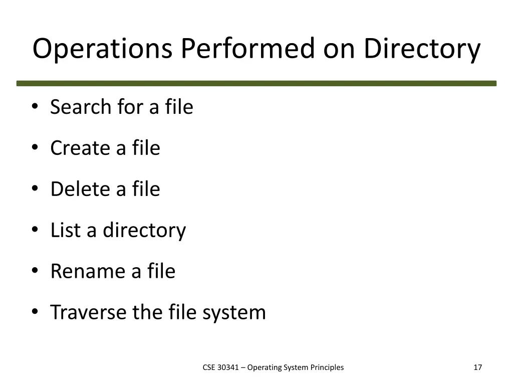 operations performed on directory