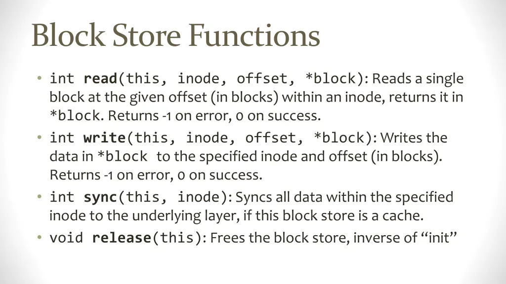block store functions 1