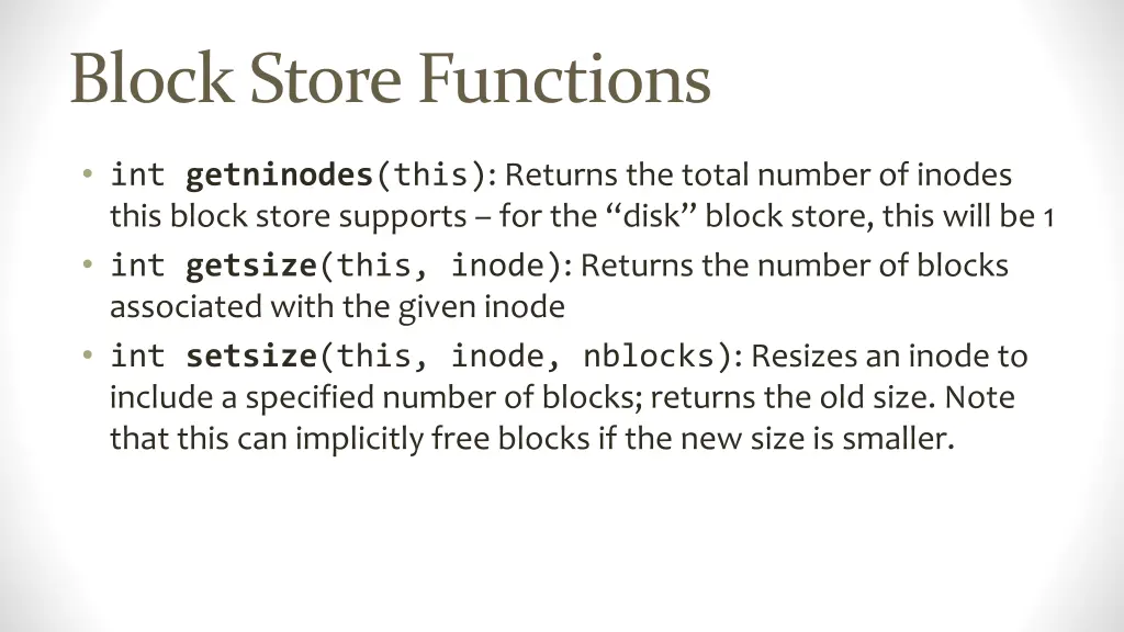 block store functions