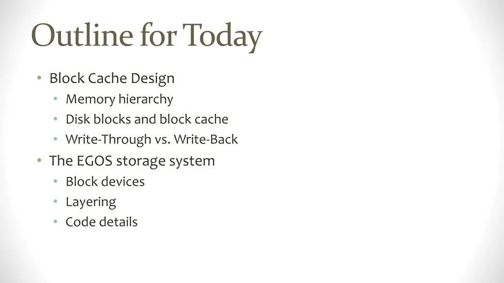 outline for today