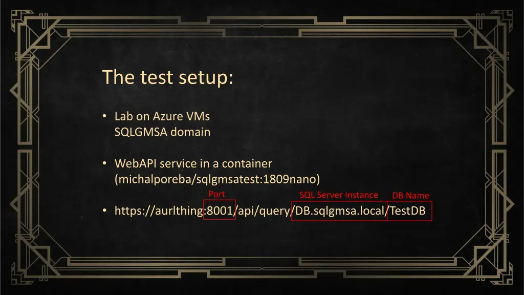the test setup