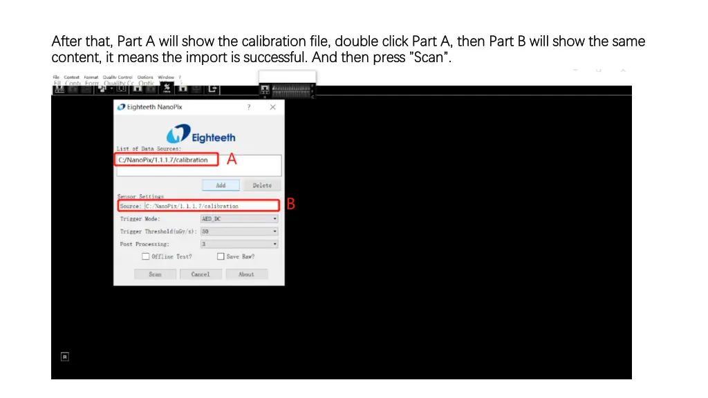 after that part a will show the calibration file