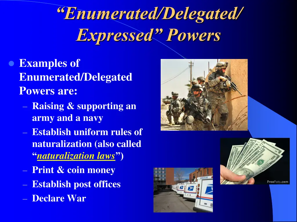 enumerated delegated expressed powers