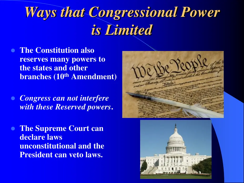 ways that congressional power is limited