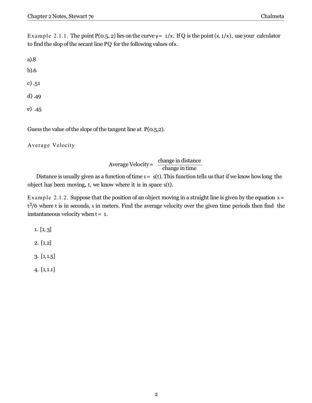 chapter 2 notes stewart 7e 1