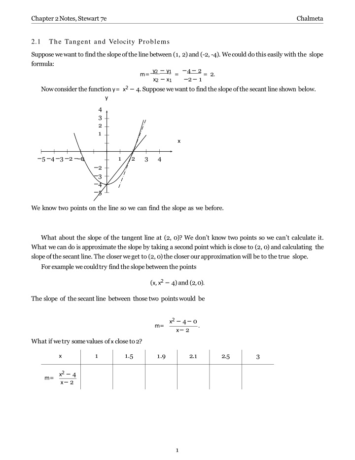 chapter 2 notes stewart 7e