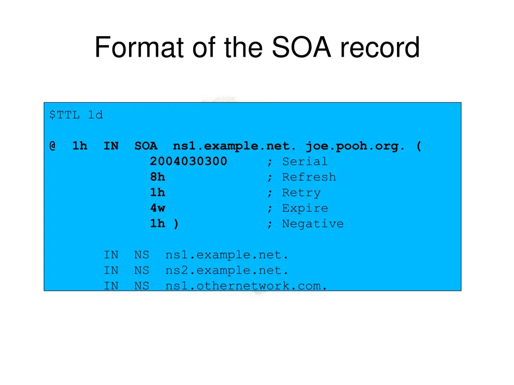 format of the soa record