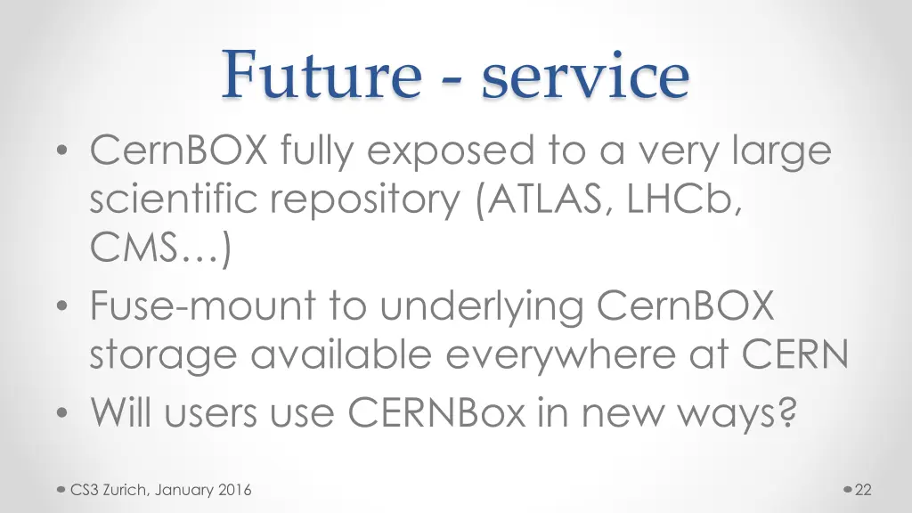 future service cernbox fully exposed to a very