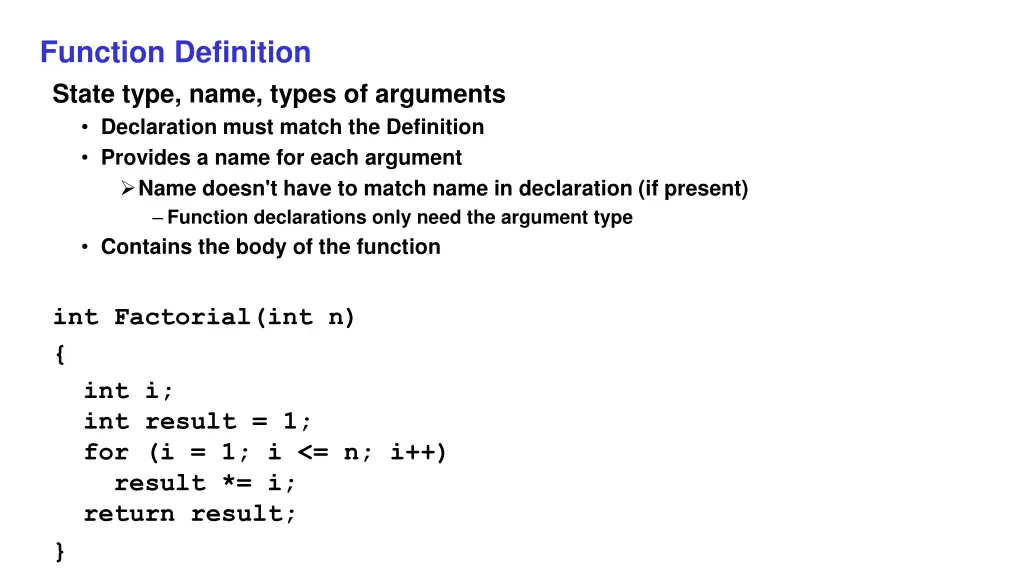 function definition state type name types