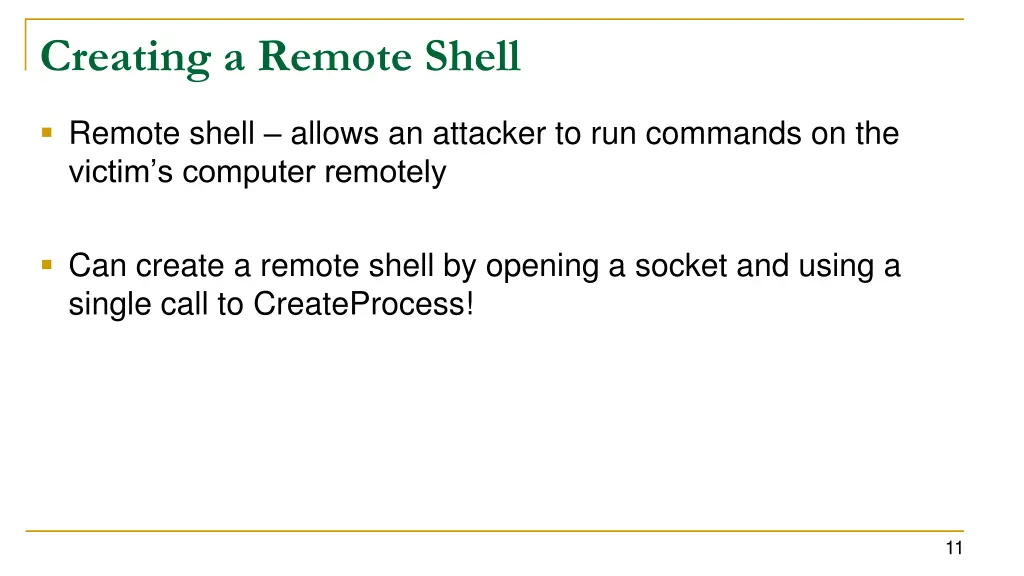 creating a remote shell