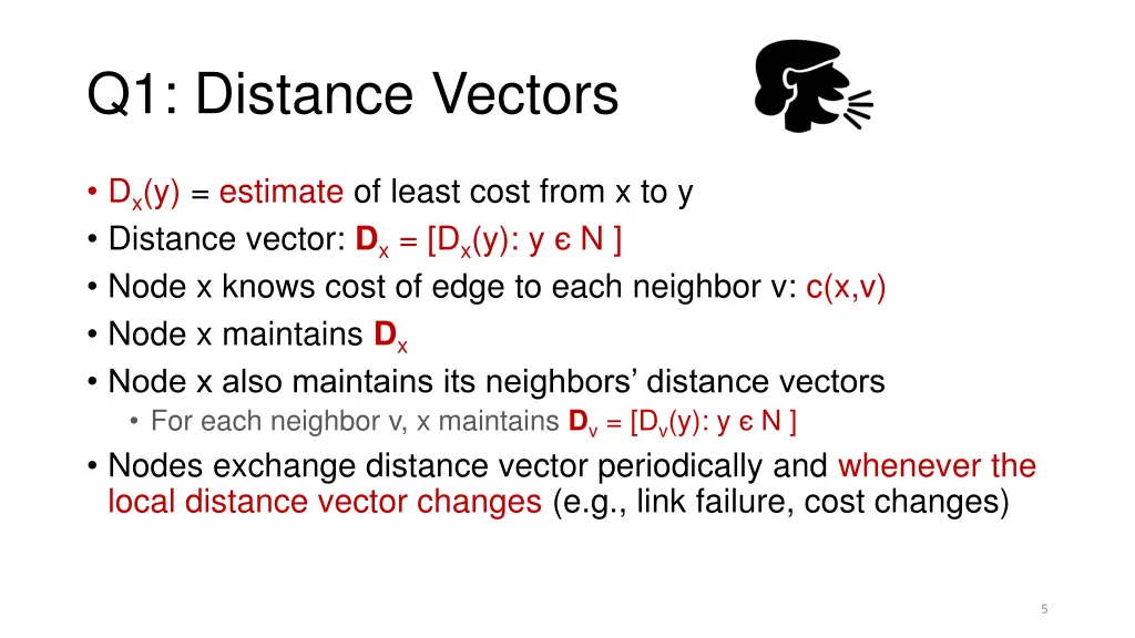 q1 distance vectors