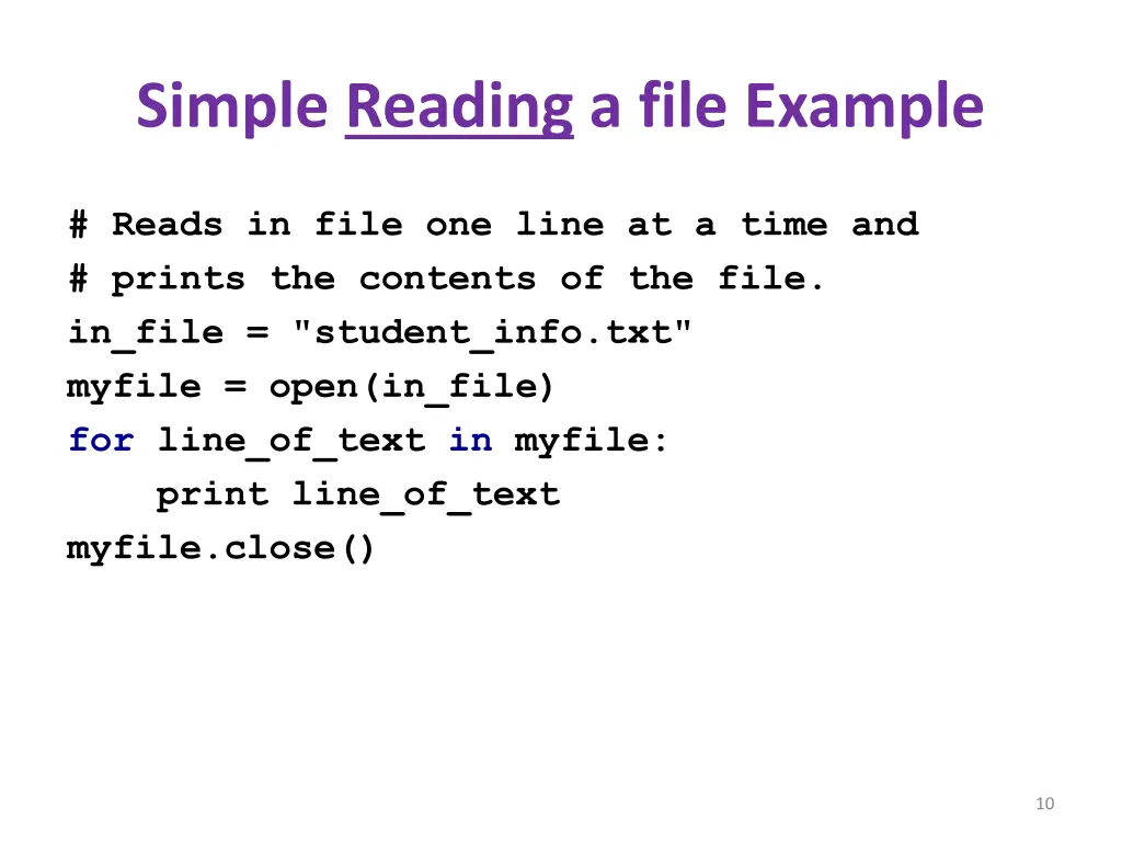 simple reading a file example