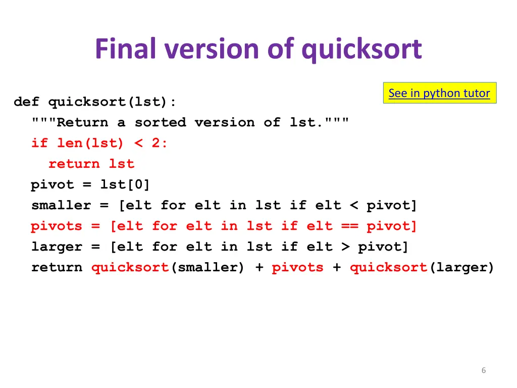final version of quicksort
