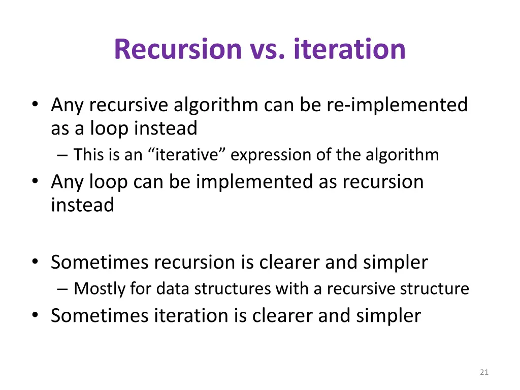 recursion vs iteration