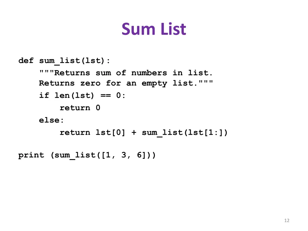 sum list