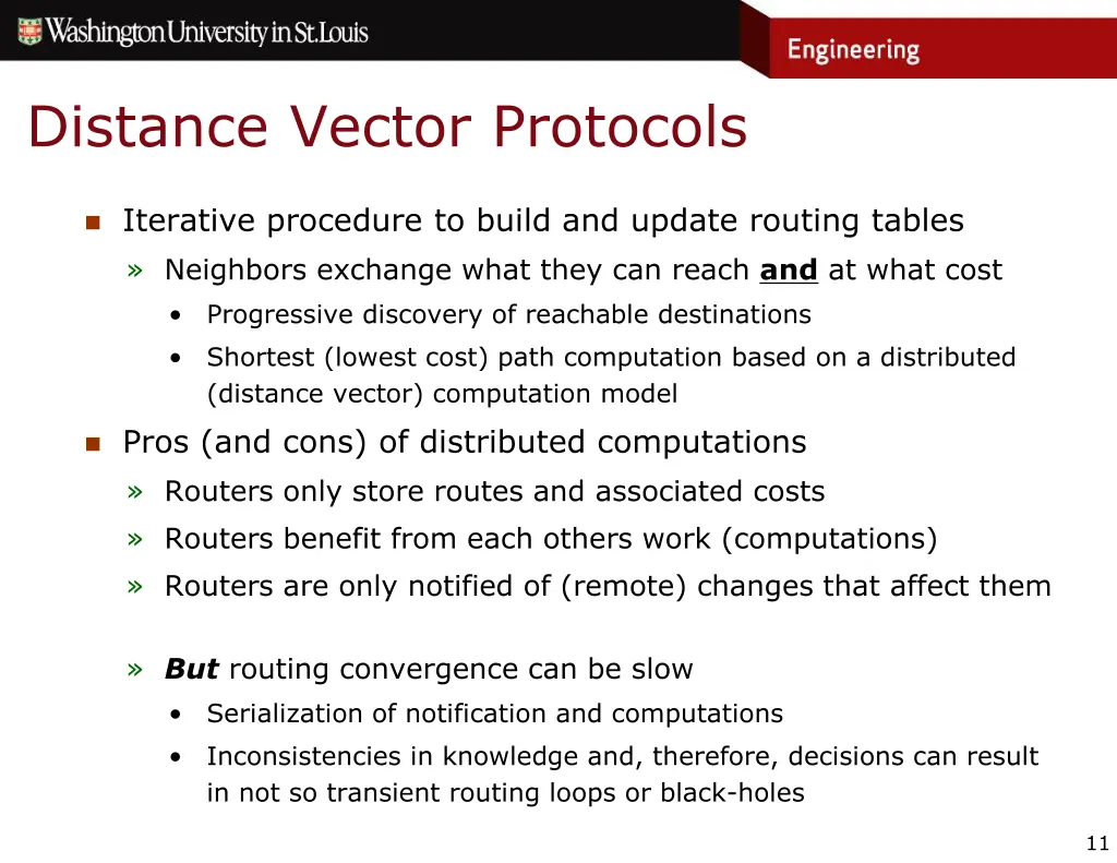 distance vector protocols