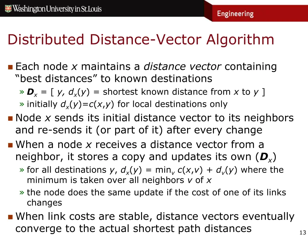 distributed distance vector algorithm