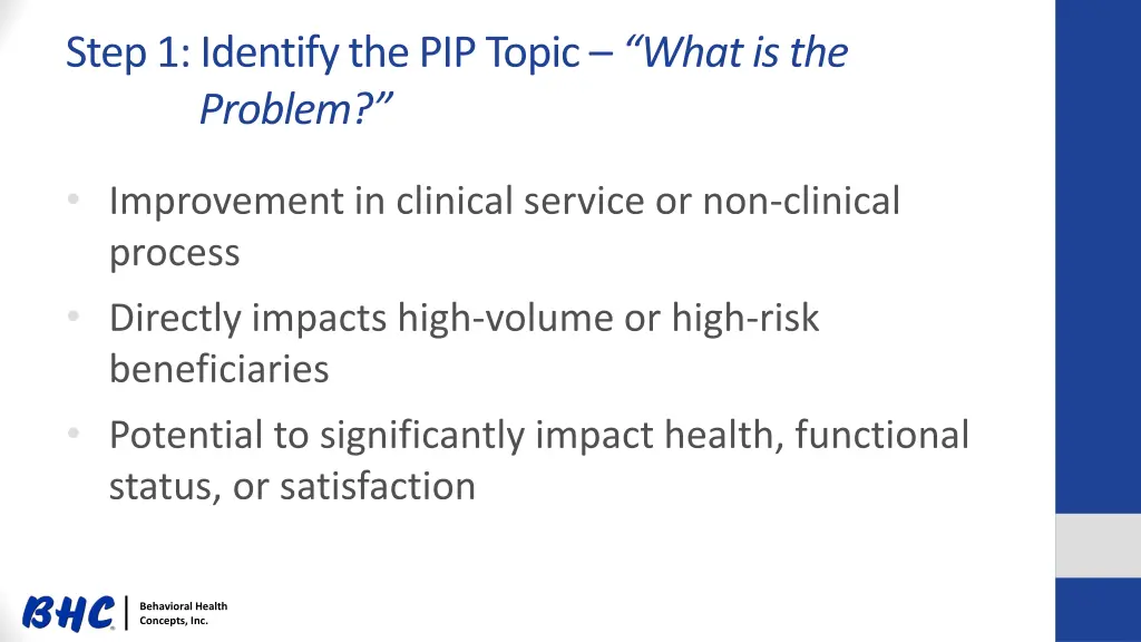 step 1 identify the pip topic what is the problem 1
