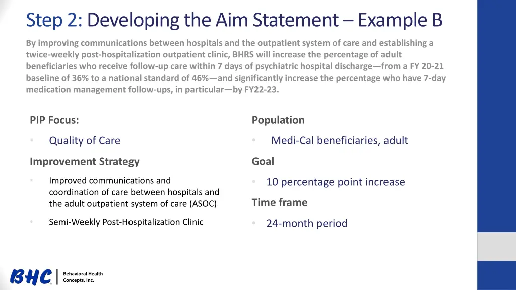 step 2 developing the aim statement example b