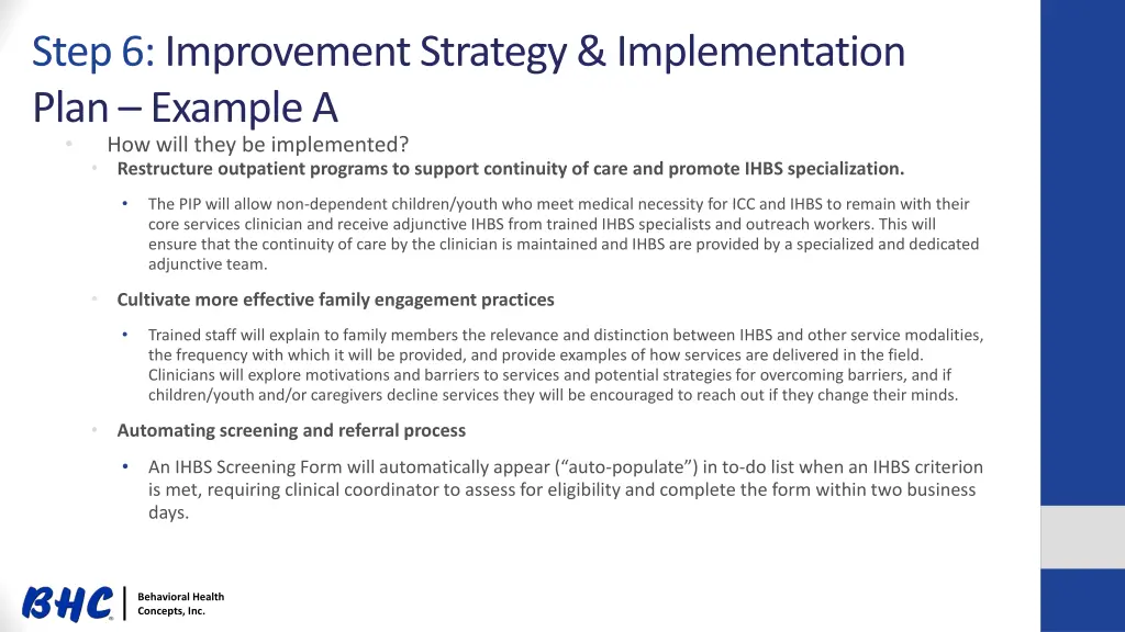 step 6 improvement strategy implementation plan 2