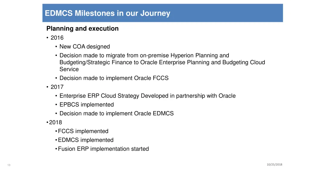 edmcs milestones in our journey