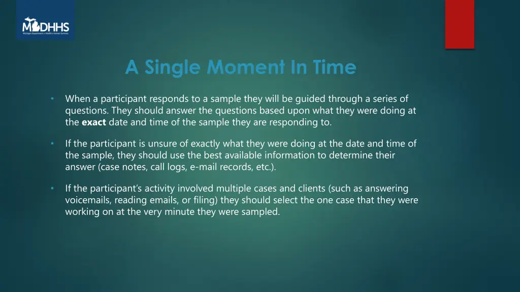 a single moment in time