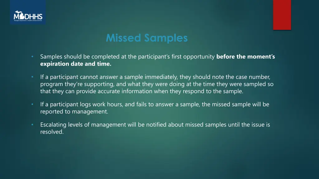 missed samples