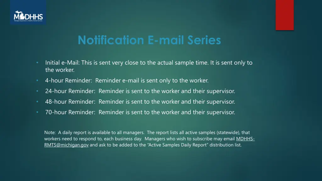 notification e mail series