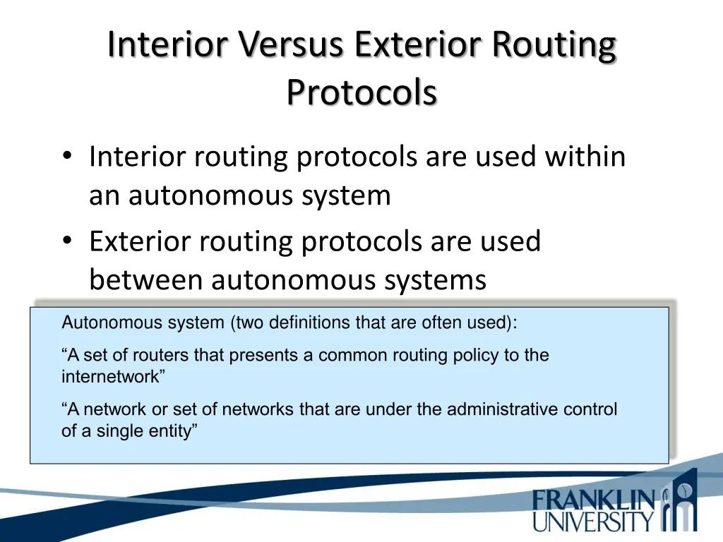 interior versus exterior routing protocols