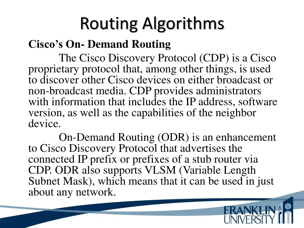 routing algorithms cisco s on demand routing