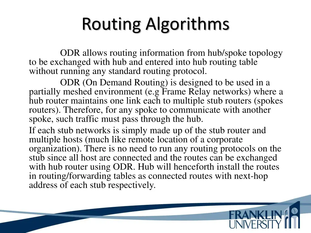 routing algorithms